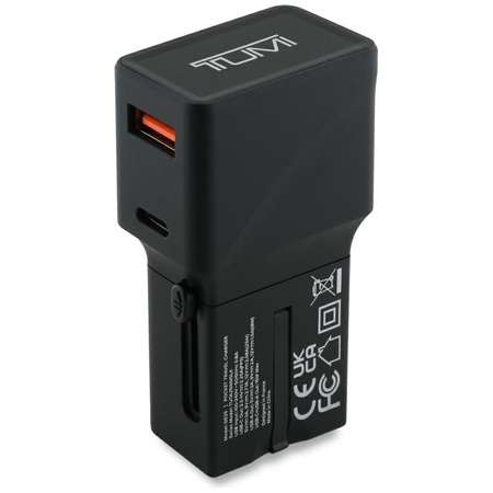 Ładowarka sieciowa TUMI Travel Adapter   25W USB-C / USB-A + Kabel USB-C/USB-C czarny