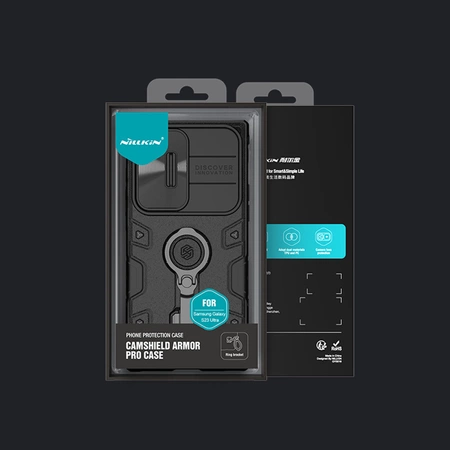 Nillkin CamShield Armor Pro Case Cover For Samsung Galaxy S23 Ultra Armor Cover With Camera Protector Ring Stand Black