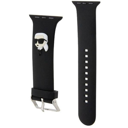 Armband für APPLE WATCH 4 / 5 / 6 / 7 / 8 / SE (38 / 40 / 41 MM) Karl Lagerfeld Strap 3D Rubber Karl Head (KLAWMSLKNK) schwarz