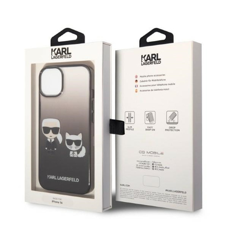Original Case IPHONE 14 PLUS Karl Lagerfeld Hardcase Gradient Ikonik Karl & Choupette (KLHCP14MTGKCK) black