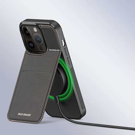 3-in-1-Hülle für iPhone 13 Pro mit MagSafe Wallet RFID-blockierender Ständer Dux Ducis Rafi Mag – Schwarz