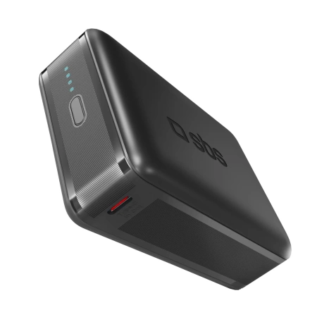 Powerbank SBS 20000mAh 65W PD AFC USB-C USB-A für Laptop, Tablet, Smartphone - schwarz