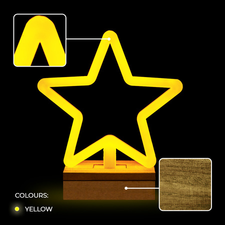 Neon Wood Stand LED GWIAZDA biała ciepła FLNW04 Forever Light
