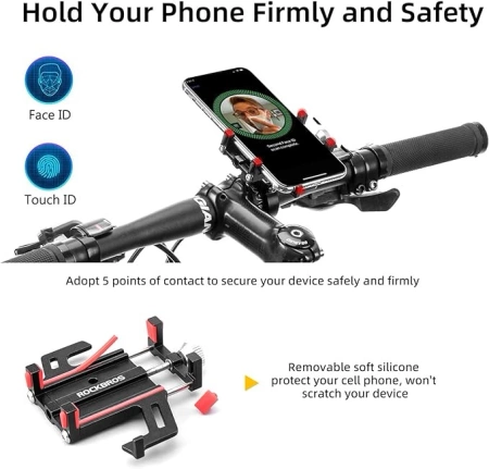 Rockbros 699-BK Aluminum Alloy Bicycle Phone Holder - Black