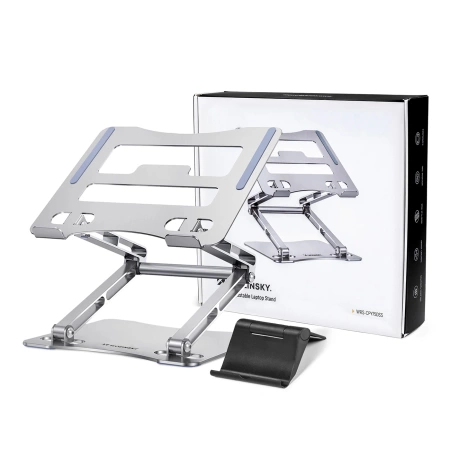 Wozinsky WRS-CPY75DSS Aluminum Laptop and Tablet Stand + Free Smartphone Stand - Silver