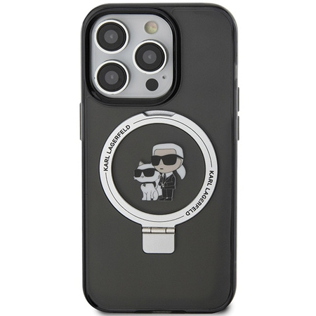 Etui Karl Lagerfeld Ring Stand Karl&Choupettte MagSafe do iPhone 13 Pro - czarne