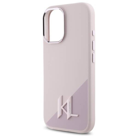 Original Case IPHONE 16 Karl Lagerfeld Hardcase Silicone Shadow Metal Initial MagSafe (KLHMP16SSCMKMPCP) pink