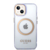 Guess Gold Outline Translucent MagSafe - Etui iPhone 14 (fioletowy)
