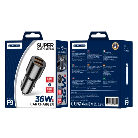 JELLICO car charger F9 36W 2xUSB QC3.0 Black