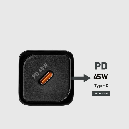 SBS TETRGAN1C45W 45-W-GaN-USB-C-Wandladegerät mit Power Delivery – Schwarz