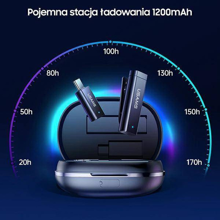 USAMS Bezprzewodowy mikrofon krawatowy ENC 2.4G Wireless Lavalier Microphone USB-C ZB243MKF01 (US-ZB243)