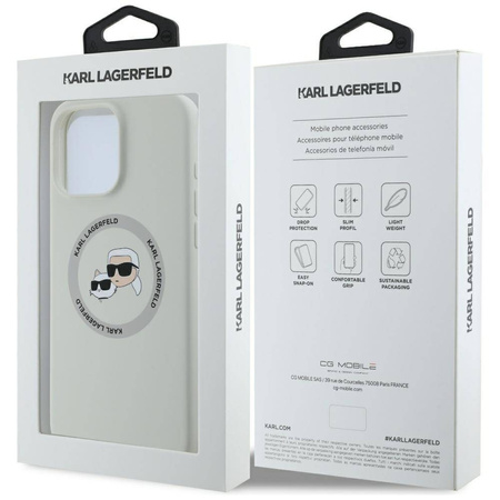 Case IPHONE 16 PRO Karl Lagerfeld Silicone Double Heads&Circle MagSafe beige