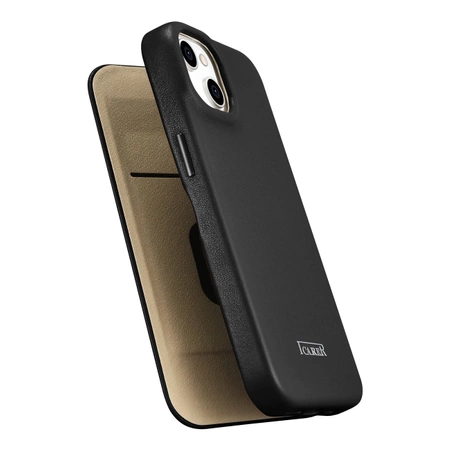 iCarer CE Premium Leather Folio Case skórzane etui iPhone 14 Plus z klapką magnetyczne MagSafe czarny (WMI14220715-BK)