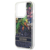 Etui IPHONE 14 PRO Guess Hardcase Flower Liquid Glitter niebieskie