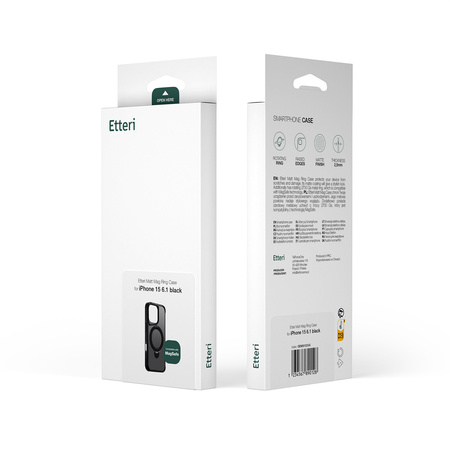 Nakładka Etteri Matt Mag Ring do iPhone 16 6,1" czarna