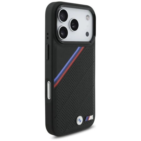 Etui BMW M Tricolor Metal Logo MagSafe do iPhone 17 Pro - czarne