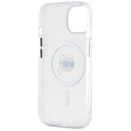 Original Case IPHONE 15 Karl Lagerfeld Hardcase IML Metal Karl Head MagSafe white