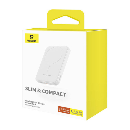 Magnetyczny mini powerbank Baseus 5000mAh 20W (biały)