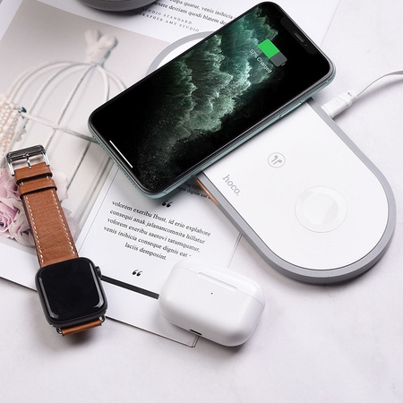 HOCO ładowarka indukcyjna Qi 3w1 ( telefon + zegarek + airpods ) 2A 10W CW24 biała