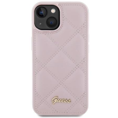 Guess Quilted Metal Logo case for iPhone 15 - pink