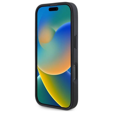 Original Handyhülle IPHONE 16 PRO MAX BMW Hardcase Signature Leather Crossing Lines Pattern (BMHCP16X23RCGPK) schwarz