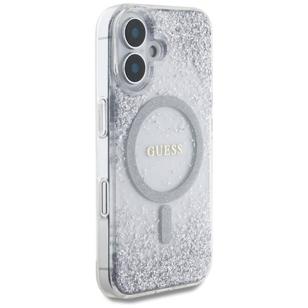 Etui IPHONE 16 Guess HC Resin Bottom Glitter srebrne