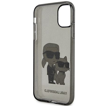 Original Case IPHONE 11 / XR Karl Lagerfeld Hardcase Gliter Karl&Choupette (KLHCN61HNKCTGK) black