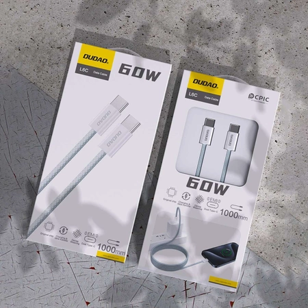 Kabel USB-C - USB-C Dudao L6C PD 60W 1m - biały
