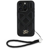 Original Case IPHONE 16 PRO MAX Karl Lagerfeld Quilted Initial Logo & Chain Strap black