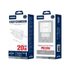JELLICO wall charger AK200 PD 20W 1xUSB-C + cable USB-C - USB-C White