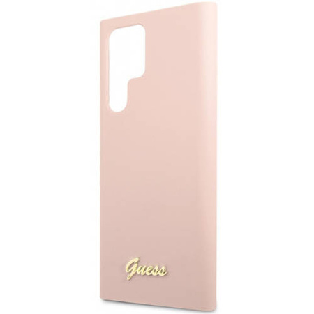 Guess Silicone Script Metal Logo - Etui Samsung Galaxy S23 Ultra (różowy)