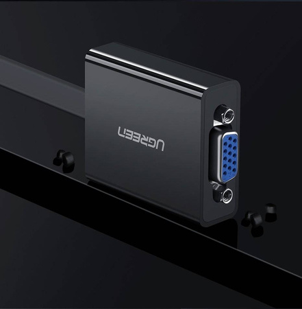 Ugreen adapter przejściówka HDMI - VGA micro USB / audio 3,5 mm mini jack czarny (40248)