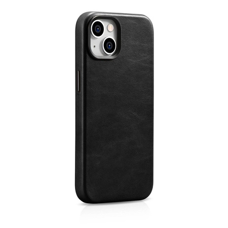 iCarer Oil Wax Premium Leather Case skórzane etui iPhone 14 Plus magnetyczne z MagSafe czarny (WMI14220703-BK)