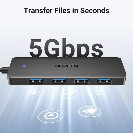 Ugreen CM219 HUB with 4 USB-A 3.0 ports and USB-A 3.0 cable - black