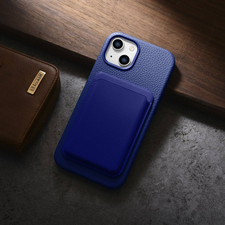 iCarer Case Leather genuine leather case for iPhone 14 dunkelblau (WMI14220709-DB) (MagSafe compatible)