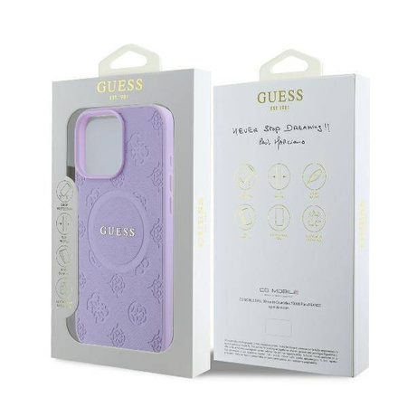 Guess GUHMP16LPSAPSMEU iPhone 16 Pro 6.3" fioletowy/purple hardcase Saffiano Peony Classic Logo MagSafe