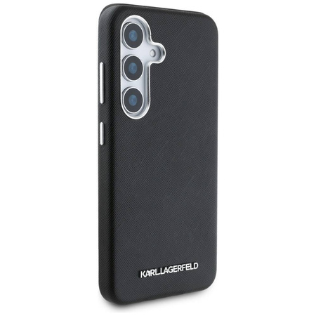 Original Case SAMSUNG GALAXY S25 Karl Lagerfeld Saffiano Full Wrapped Elongated Metal Logo MagSafe black