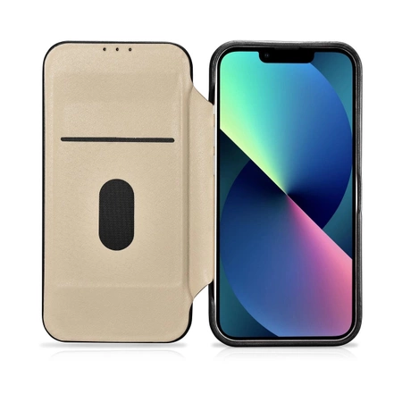 iCarer CE Oil Wax Premium Leather Folio Case skórzane etui iPhone 14 Plus z klapką magnetyczne MagSafe czarny (AKI14220707-BK)