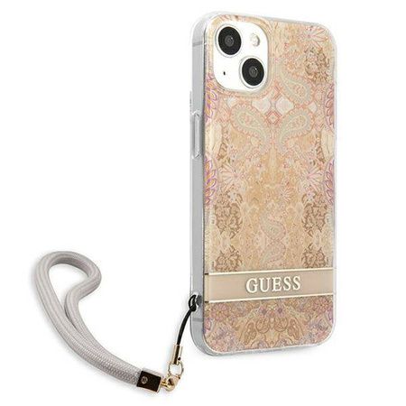 Etui IPHONE 13 MINI Guess Hardcase Flower Strap (GUHCP13SHFLSD) złote