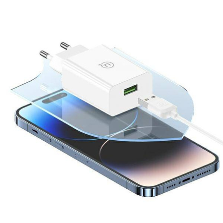 USAMS Lad. network. QC3.0 18W Lightning2.1A 1m Fast Charging white/white SC series (CC083)