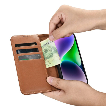 iCarer Wallet Case 2in1 iPhone 14 Flip Leather Anti-RFID Brown (WMI14220725-BN)