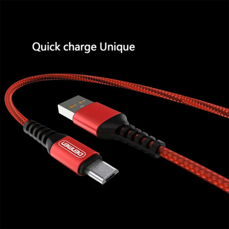 DENMEN KABEL USB WZMACNIANY OPLOT MICR CZERWONY 1M D02V