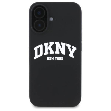 Original Case IPHONE 16 DKNY Hardcase Silicone White Printed Logo MagSafe (DKHMP16SSNYACH) black