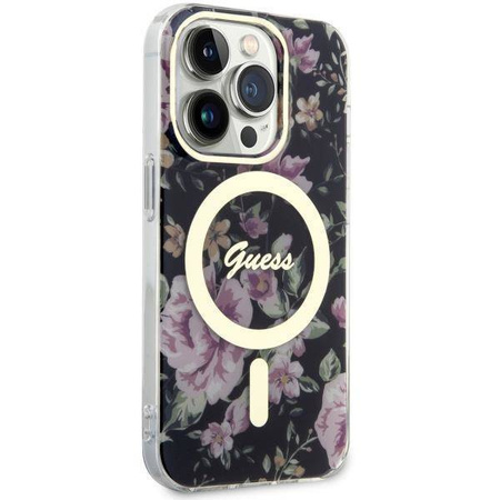 Guess GUHMP14LHCFWSK iPhone 14 Pro 6.1" schwarz/schwarz Hardcase Flower MagSafe