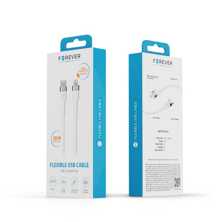 Forever kabel Flexible USB-C - Lightning 2,0 m 20W biały