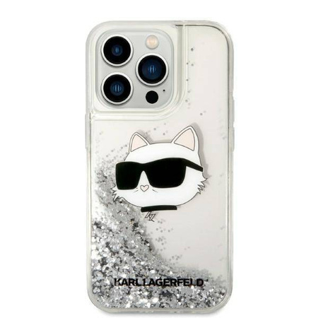 Karl Lagerfeld Liquid Glitter NFT Choupette Head - Etui iPhone 14 Pro Max (srebrny)