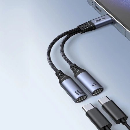 Adapter DAC 2w1 Joyroom SY-C03 USB-C do 2x USB-C - czarny