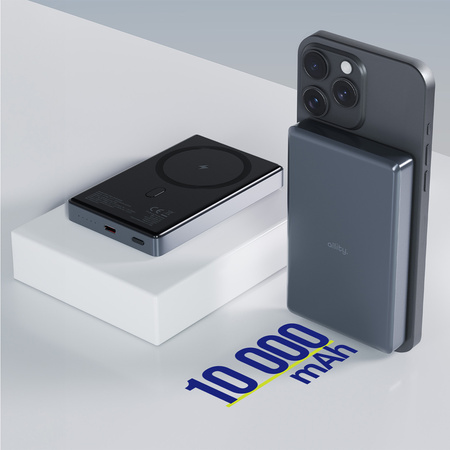Allity power bank bezprzewodowy APB-300 PD QC 20W 10000 mAh szary magnetyczny