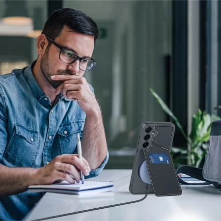 Dux Ducis Rafi II Hülle für Samsung Galaxy S25+ mit Ständer und Geldbörse – Schwarz