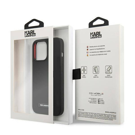 Karl Lagerfeld KLHCP13LSLMP1K iPhone 13 Pro / 13 6,1 &quot;Hardcase schwarz / schwarze Silikonplakette